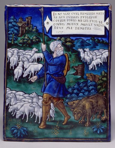 Plaque depicting the Bad Shepherd by Pierre Raymond